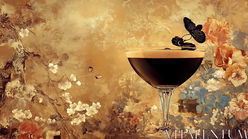 Elegant Cocktail Waltzes Through Vintage Botanical Dreams