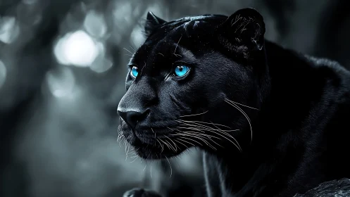 Black Panther with Striking Blue Eyes