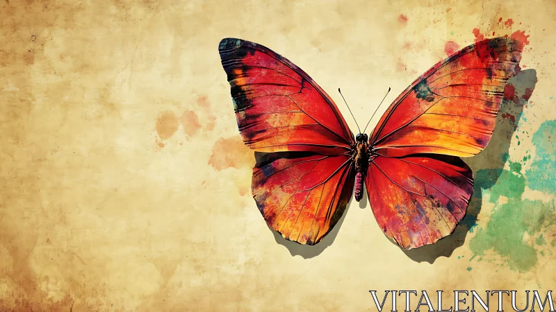 Chromatic lepidoptera study on distressed pigment field.