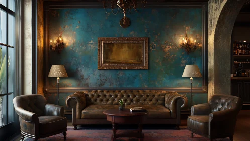 Moody leather lounge exudes vintage charm and quiet luxury