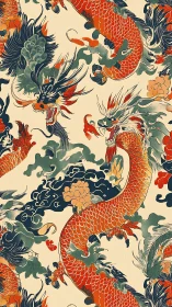 Oriental dragon pattern with dynamic coils and muted primaries.