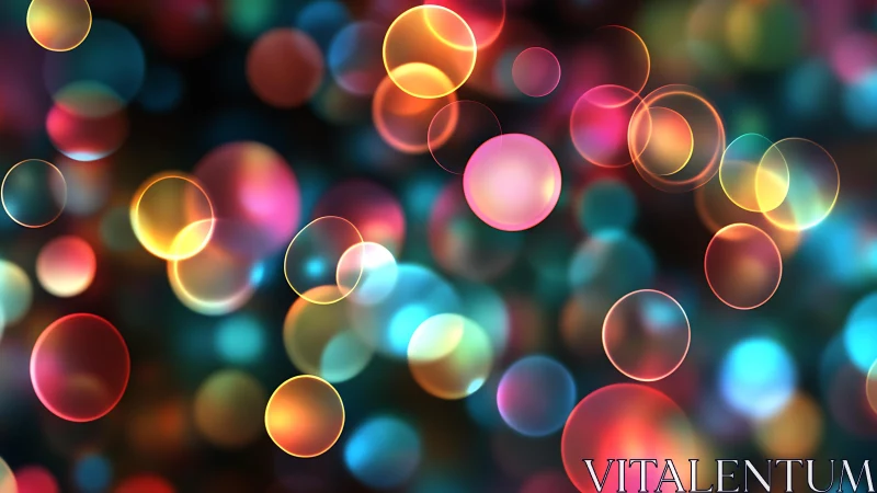 Vibrant colorful bokeh lights abstract background digital art.
