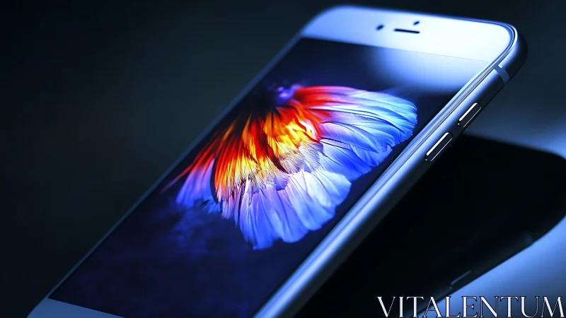 Colorful Butterfly Display on Modern Smartphone Screen.