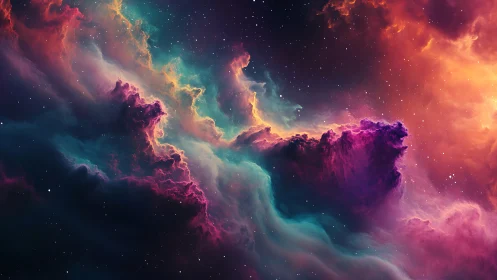 Spectral nebula turbulence in multichromatic deep-space field.