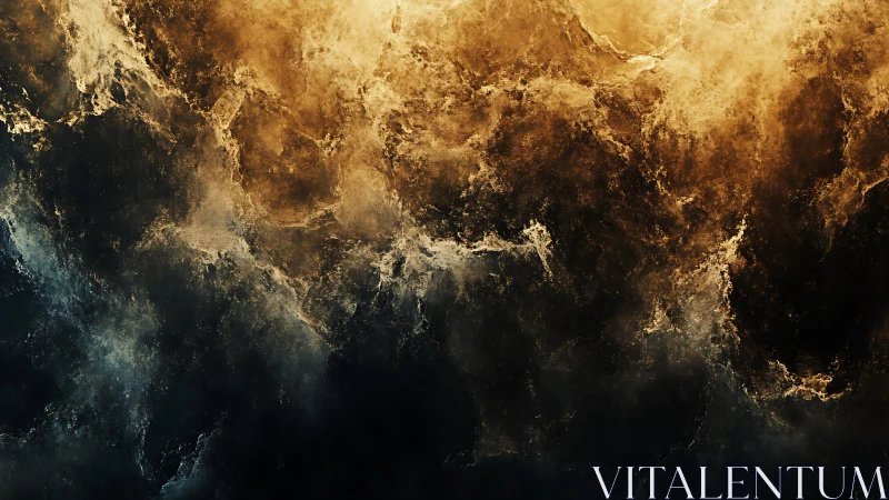 Molten nebula cloud divides golden light and deep shadow