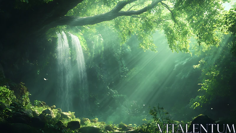 Subterranean Cave Environment with Cascading Waterfall