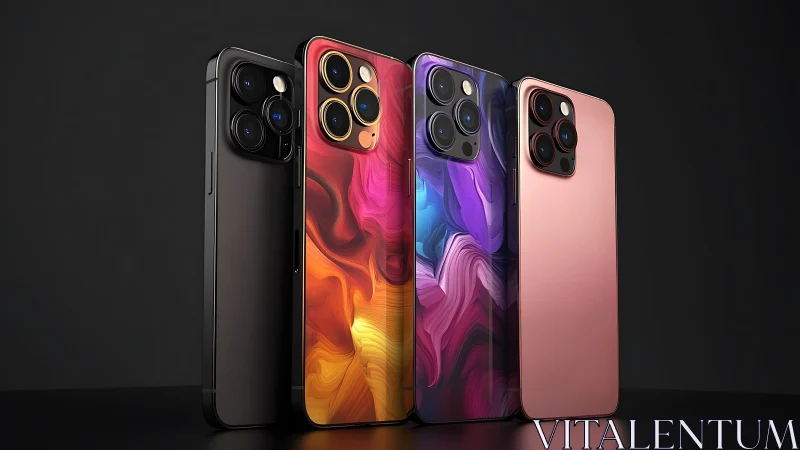 Multicolor Smartphone Display Series with Geometric Camera Array Design.