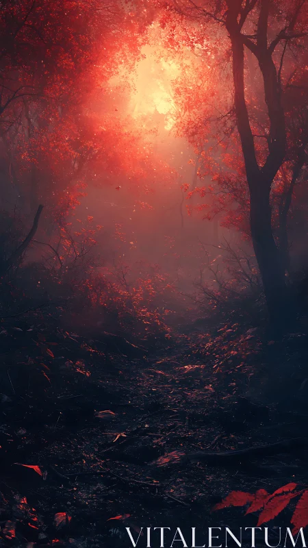 Crimson Forest Canopy with Intense Golden Glow.