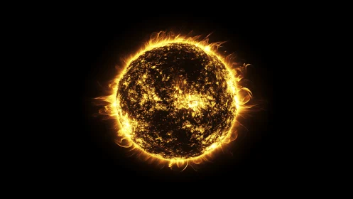 Solar inferno sphere blazing in stark cosmic solitude.