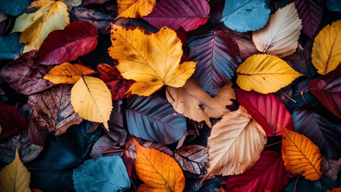 Colorful autumn leaves woven into a cozy forest carpet.
