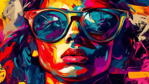 Neon-splashed portrait of a cool gaze in painted motion.