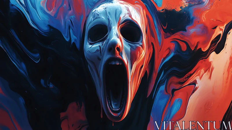 Crimson echo of a scream swirling through liquid night.