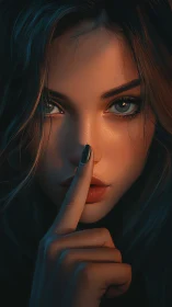 Midnight muse with ember eyes guarding a velvet secret.