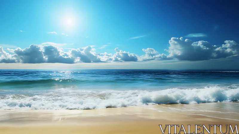 Photorealistic seascape with luminous surf and horizon balance.