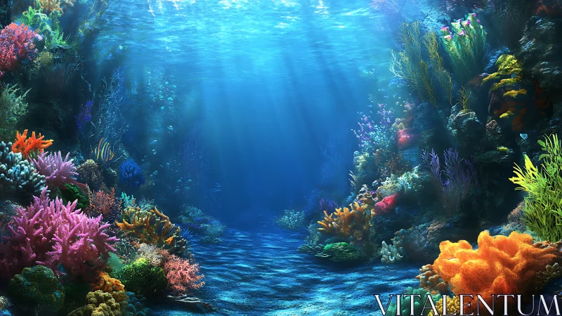 Sunlit coral garden inviting you into a calm blue lagoon.