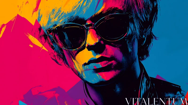 Neon-tinted portrait fuses cool attitude with bold color fields.