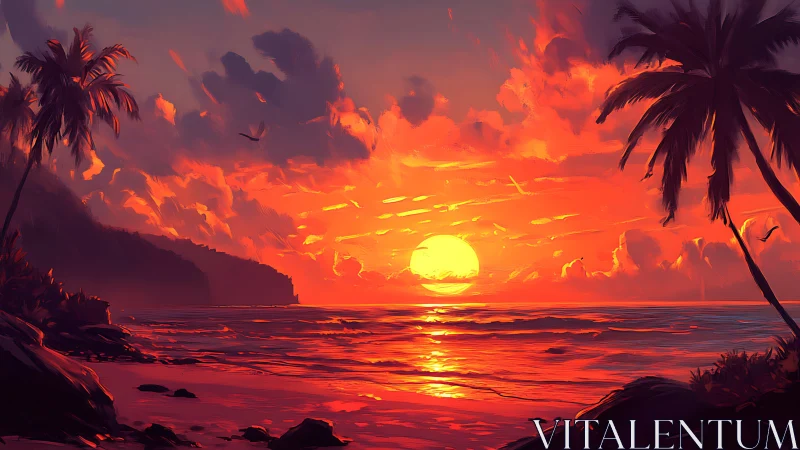 Vibrant digital seascape captures tropical sunset chromatics