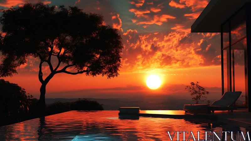 Sunset poolside horizon where liquid light kisses glass.