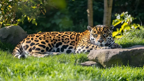 Resting Jaguar in Dappled Sunlight.