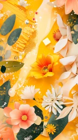 Layered Paper Flowers with Yellow and Orange Tones