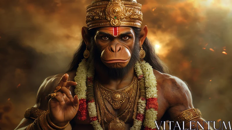 Divine simian deity portrait radiates power and serenity