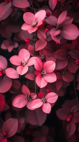 Pink Oxalis Flowers with Translucent Petals Against Dark Background