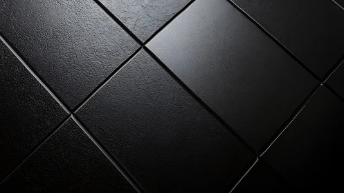 Matte black diagonal tiles with high-contrast surface relief.