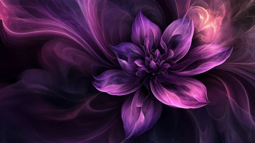 Digital violet flower abstraction with swirling gradients.