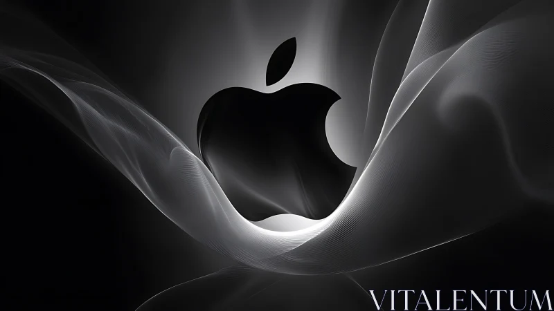 Apple Logo Rendered Against Luminescent Wave Forms
