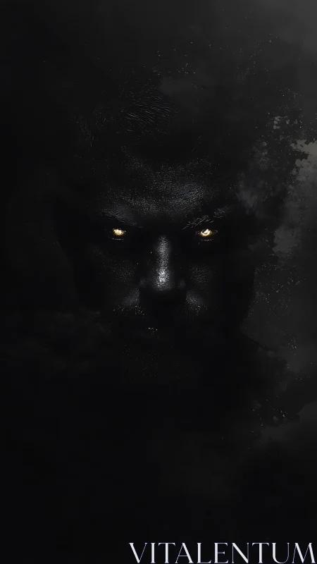 Mysterious golden eyes emerging gently from the dark night.