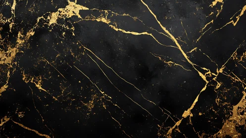 Black stone surface shows irregular metallic gold veining