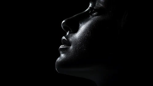 Quiet profile in shimmering light and gentle darkness.