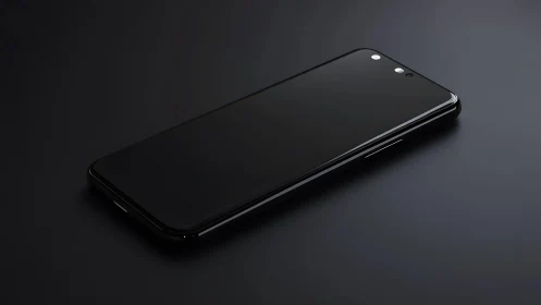 Sleek black smartphone on dark background, modern minimalist style.