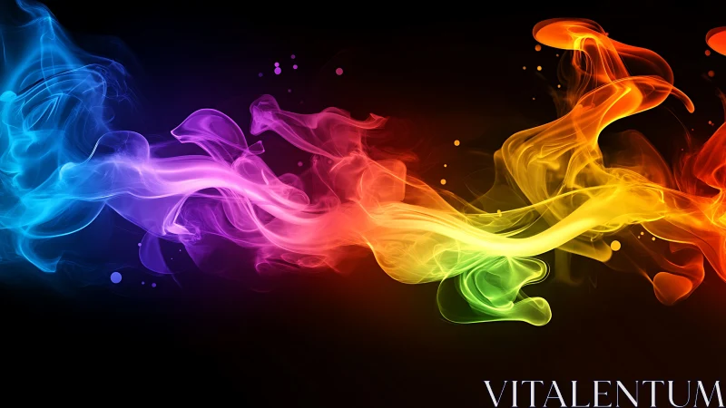 Multicolored abstract smoke waves on dark background.
