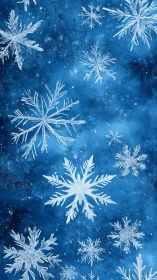 Snowflake pattern is arranged on a textured blue background