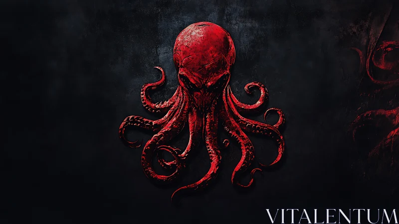 Crimson octopus emblem glowing against a deep shadowed sea.