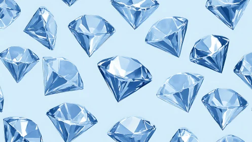 Blue faceted gemstones in repeating patterned arrangement.