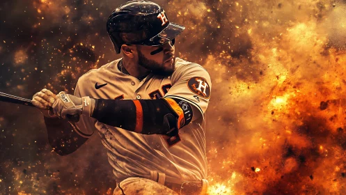 Dynamic baseball slugger in explosive digital painting style.