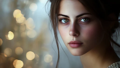 Portrait study with luminous bokeh and soft cinematic light.