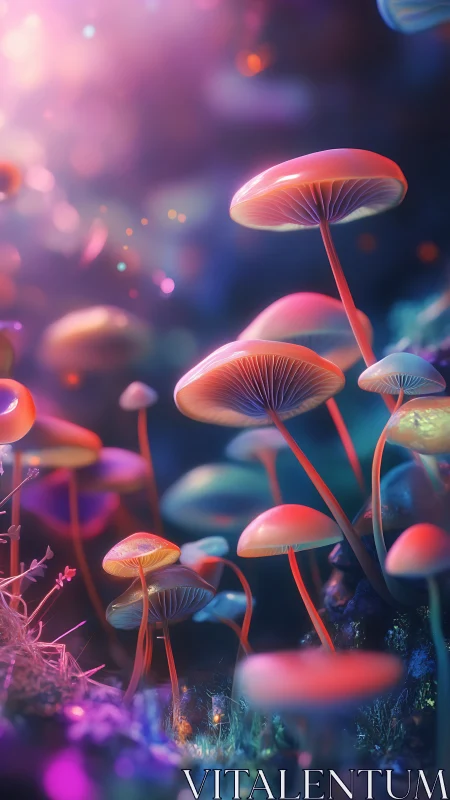 Bioluminescent mushrooms whisper neon secrets to the dusk