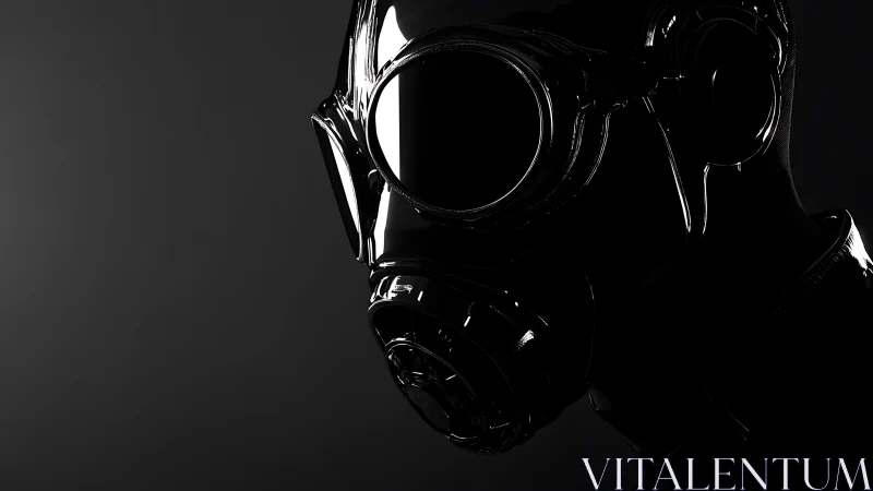 Glossy gas mask profile in dramatic low key lighting.