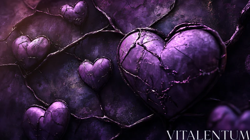 Purple Heart Cluster on Textured Vine Network.