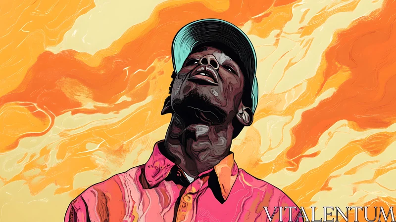 Sunlit daydream portrait in bold swirling colors.