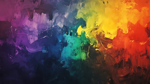 Colorful paint strokes melt together in a radiant rainbow glow