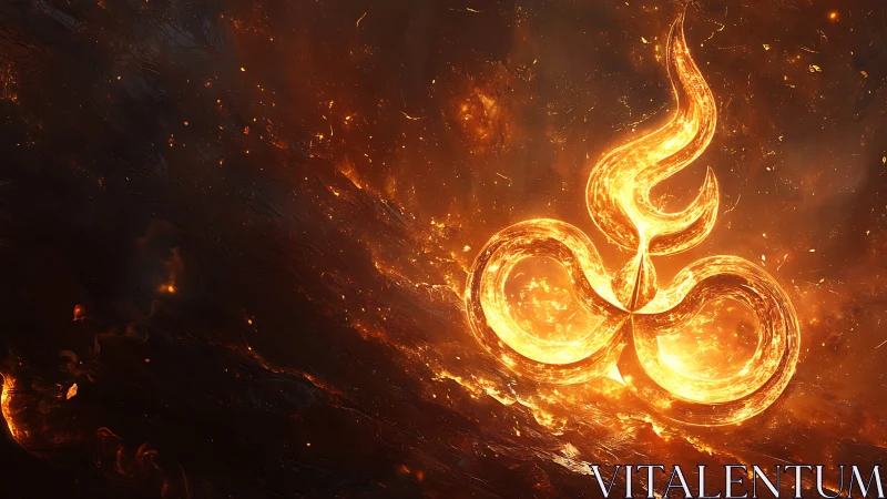 Ethereal Fire Vortex: Luminous Trilobate Form Against Turbulent Dark Matter