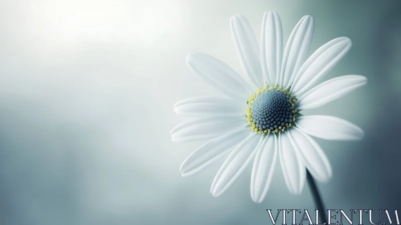 White Daisy with Blue Center: Macro Botanical Study.