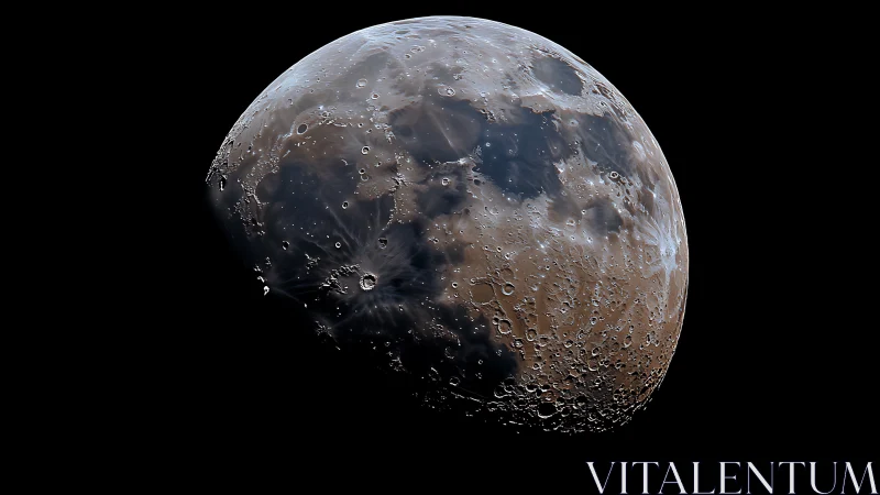 High-resolution waxing gibbous Moon with enhanced crater albedo