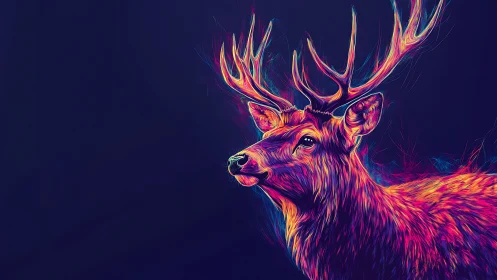 Neon antler monarch listens to midnight thunder in silence