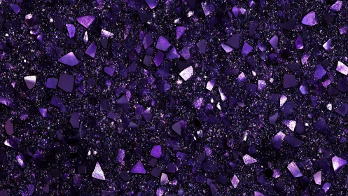 Iridescent violet crystal shards with dense sparkling grain field