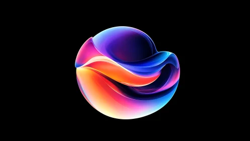 3D chromatic sphere sculpture with fluid gradient strata.